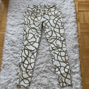 Michael Kors white jeans with chain detailing